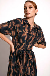 Double Pocket Midi Dress-Printed